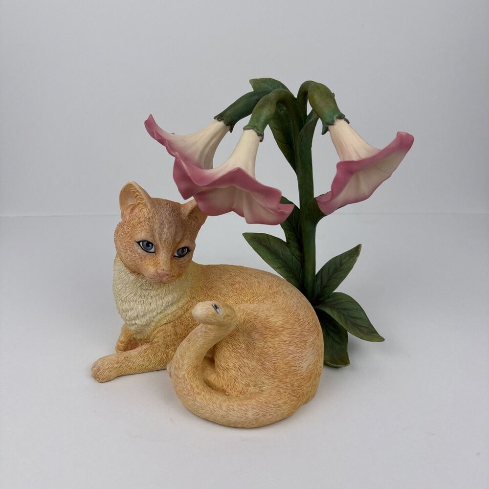 Lenox Light-Up "Sunshine And Sweetness" Cat and Flower Sculpture Figurine
